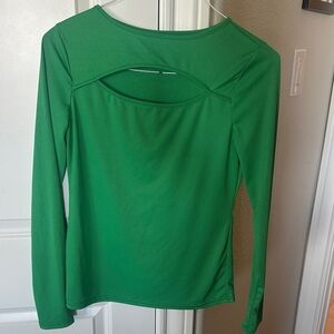SHEIN Long Sleeve Scoop-Back Active Top in Green